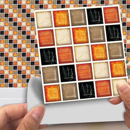 Color sólido Mosaico Azulejos Pegatinas de pared Cocina Baño