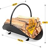 AMAGABELI GARDEN HOME Fireplace Log Holder Indoor Metal Wood Rack Basket Black view 2