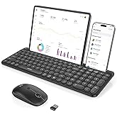 seenda Bluetooth Keyboard and Mouse for iPad, CTU-301 Wireless Multi-Device Connection Bluetooth+2.4G Keyboard Mouse Combo with Tablet Holder for iPad/MacBook/Windows, iOS/Andriod/Phone, Black