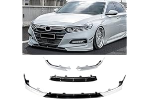 YHOPTIONAL White Front Bumper Lip Splitter Spoiler for 2018-2020 Honda Accord, Front Lower Bumper Valance Air Dam Compatible with 10th Gen Honda Accord Front Bumper Protector Accessories (Black & Pearl White)