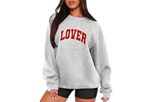 MAPICK Valentine Sweatshirts for Women Lover Glitter Patch Pullover Sweaters Long Sleeve Oversized Valentine Tops