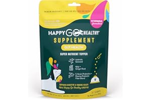 Happy Go Healthy Gut Health Supplements for Dogs | Prebiotic & Probiotic Food Topper with Ginger Root, Icelandic Seaweed, and Organic Kelp | All Breeds and Sizes | 21 Count