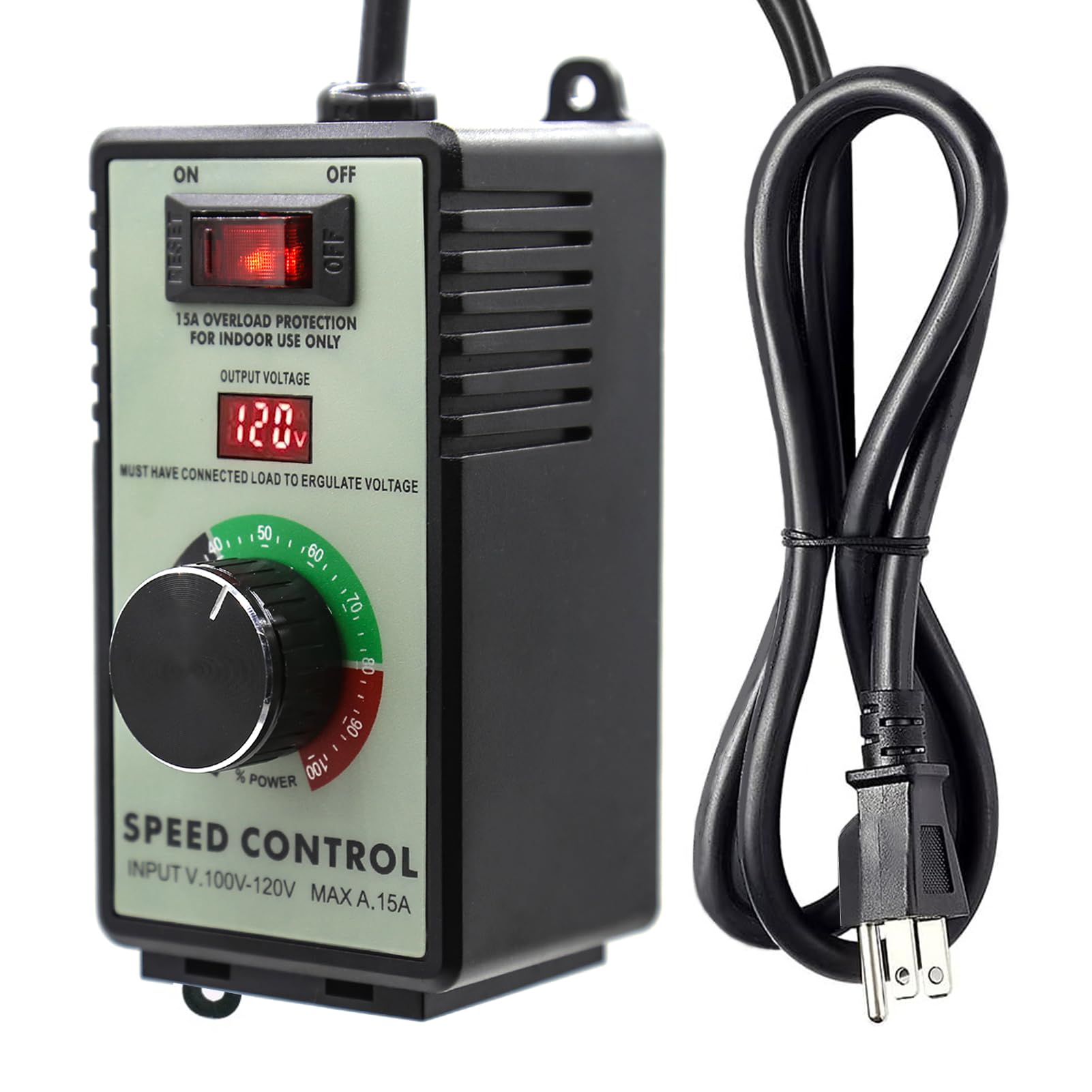 Photo 1 of ZOWZEA AC Motor Variable Speed Controller 120V 15A 4000W with Overload Protection Switch