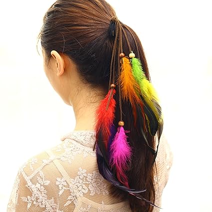 Amazon Com Numblartd 3 Pcs Boho Hippie Colorful Feather Handmade
