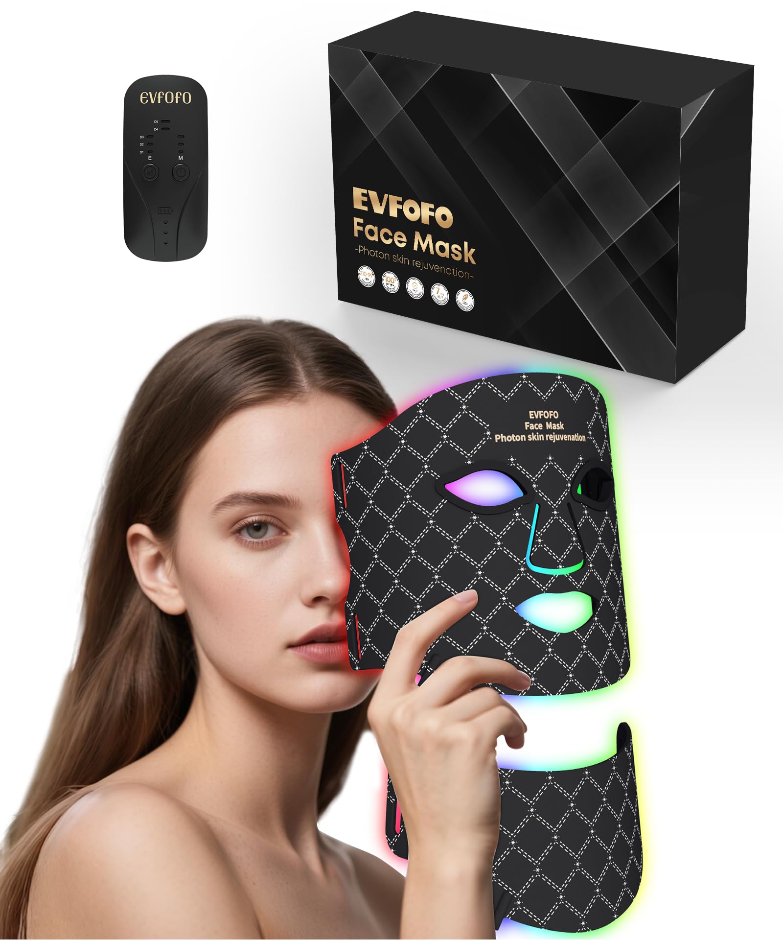 Photo 1 of Red Light Therapy for Face, 7 Colors LED Face & Neck Mask Light Therapy At Home, Led Face Mask Light Therapy, Black