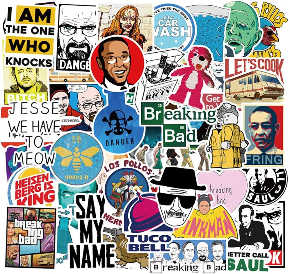 Amazon Com 50 Pcs Waterproof Vinly Anime Stickers Pack For Breaking Bad Funny Stickers For Laptop Macbook Skateboard Flasks Waterbottles Phone Car Ps4 Non Repeative Stickers For Kids Teens Boys Girls Computers Accessories