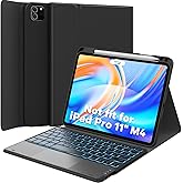 GreenLaw for iPad Air 11 inch case with Keyboard(M2, 2024), for iPad Pro 11 (4th/3rd/2nd/1st Gen) & iPad Air 5th/4th Gen, 7-Color Backlit, Smart Touchpad, 2 Device Connection, Black