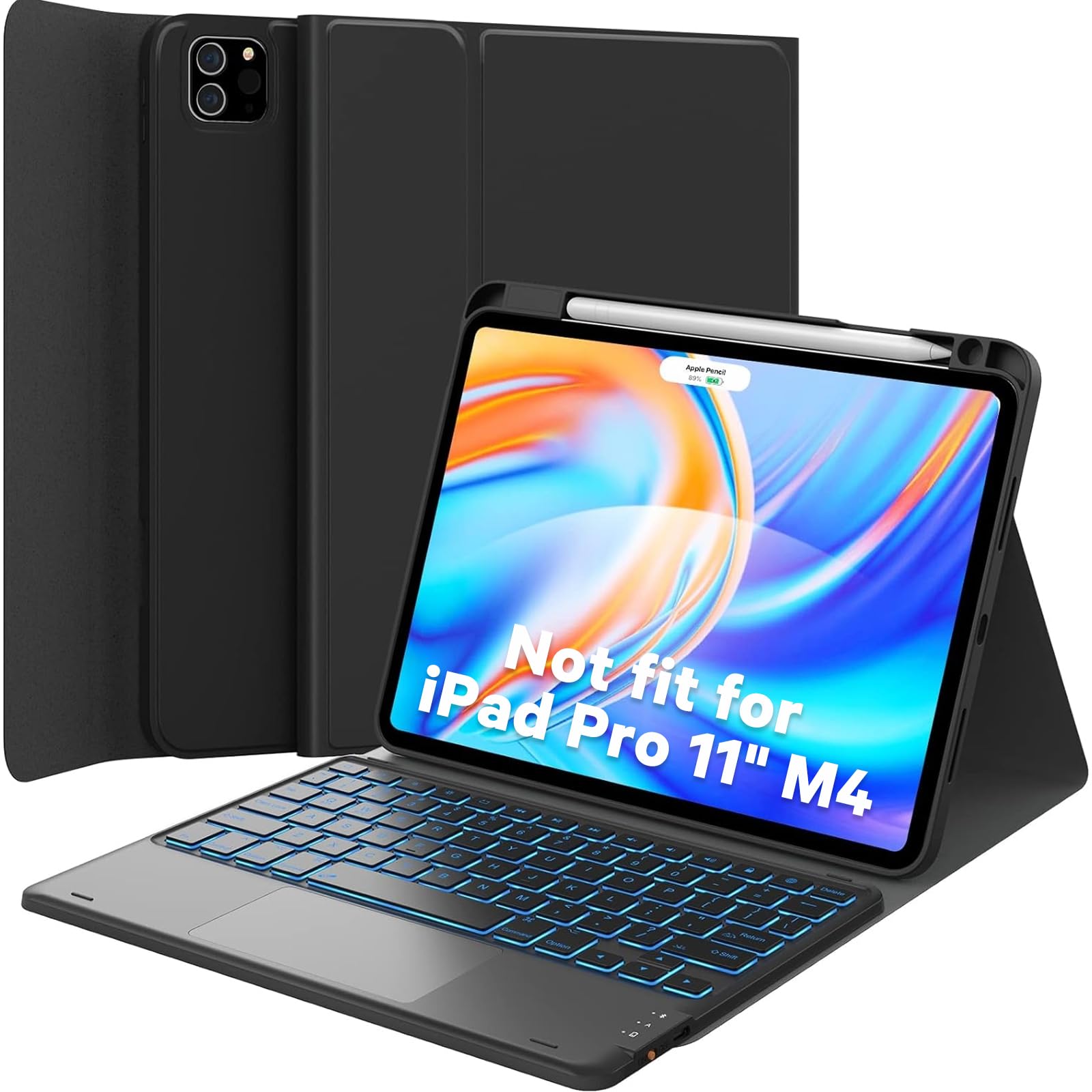 Photo 1 of GreenLaw for iPad Air 11 inch case with Keyboard(M2, 2024), for iPad Pro 11 (4th/3rd/2nd/1st Gen) & iPad Air 5th/4th Gen, 7-Color Backlit, Smart Touchpad, 2 Device Connection, Black