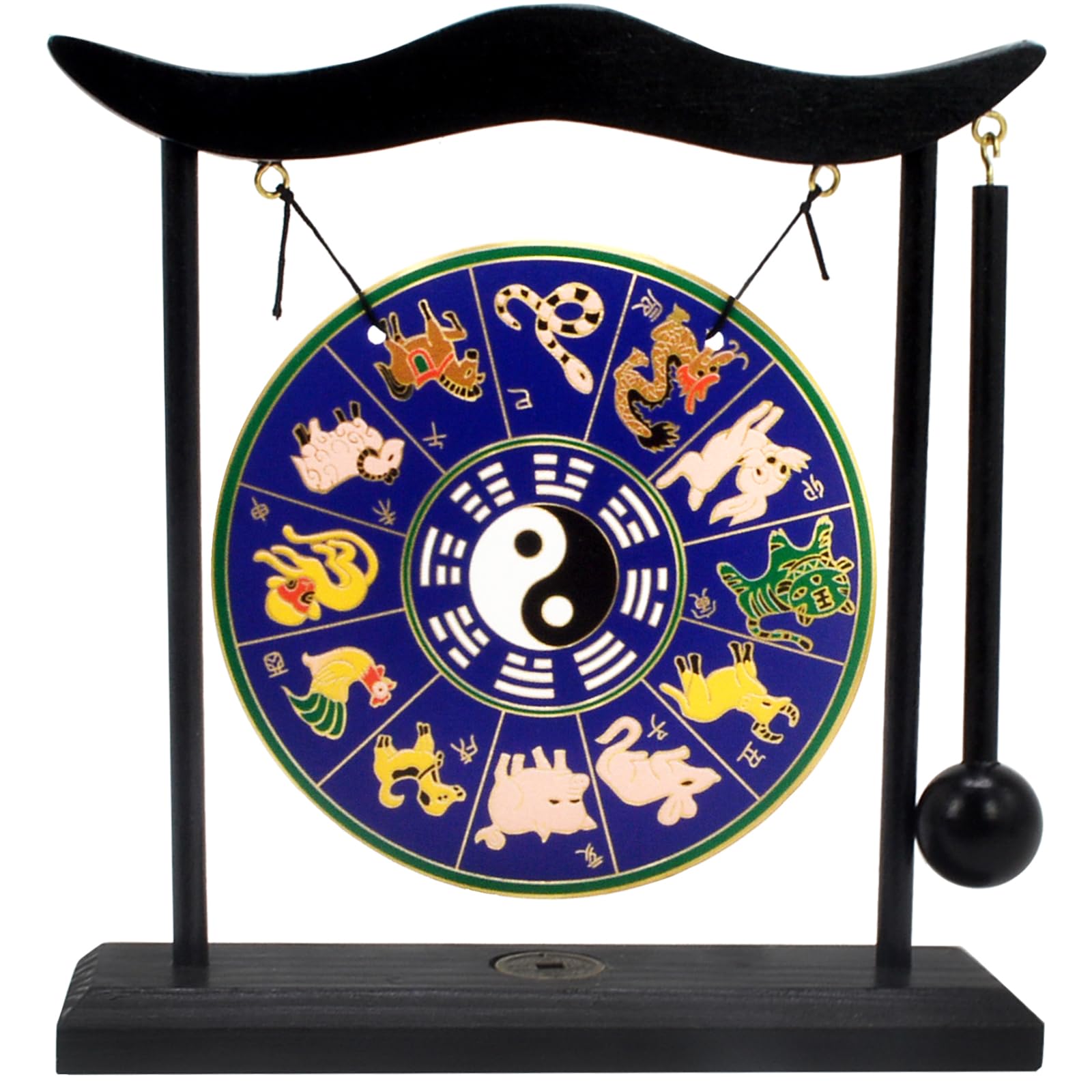 Feng Shui Gong 12 Zodiac Tabletop Taiji Bagua Mini Gong Zen Art for Good Luck Wealth Harmony and Balance+Free Red String Bracelet H1307