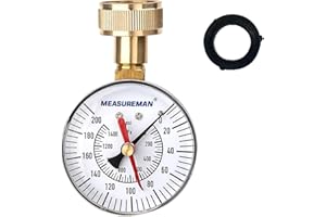 MEASUREMAN 2-1/2" Water Pressure Test Gauge, 3/4" Female Hose Thread, 0-200 psi/kpa with Maximum Pressure Memory