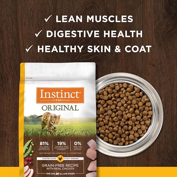 INSTINCT ORIGINAL DRY CAT FOOD, RAW COATED KIBBLE, HIGH PROTEIN, GRAIN FREE RECIPE – REAL CHICKEN, 11 LB. BAG