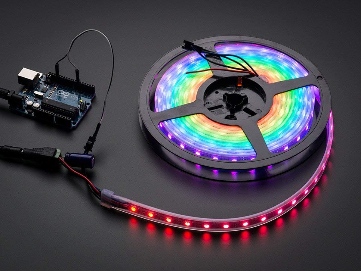 Adafruit NeoPixel Digital RGB LED Weatherproof Strip 60 LED -1m, Outdoor, 1000mm x 12.5mm x 4mm, 5V, 18W, ADA1461