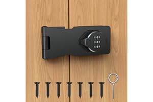 I-EASYDWW Cabinet Password Hasp Lock, Keyless Combination Lock for Small Doors, Barn, Bathroom, Outdoor, Garage, Garden, Black