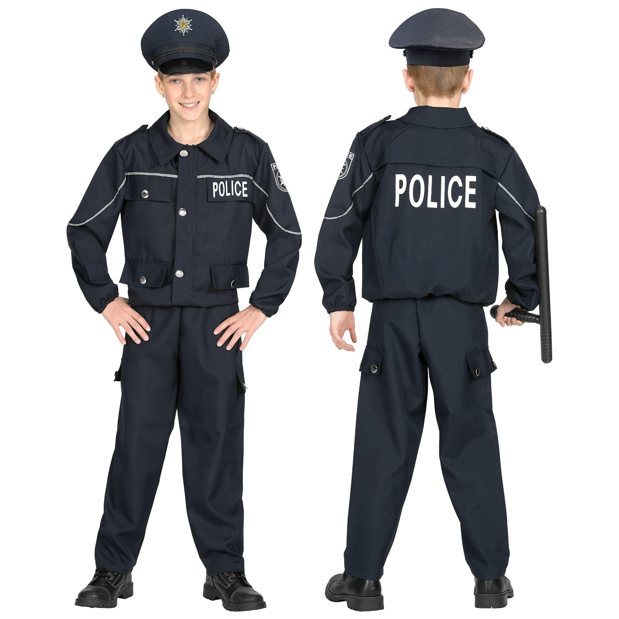 Widmann 04468 Children's Costume Police Officer Boys Black 158 cm