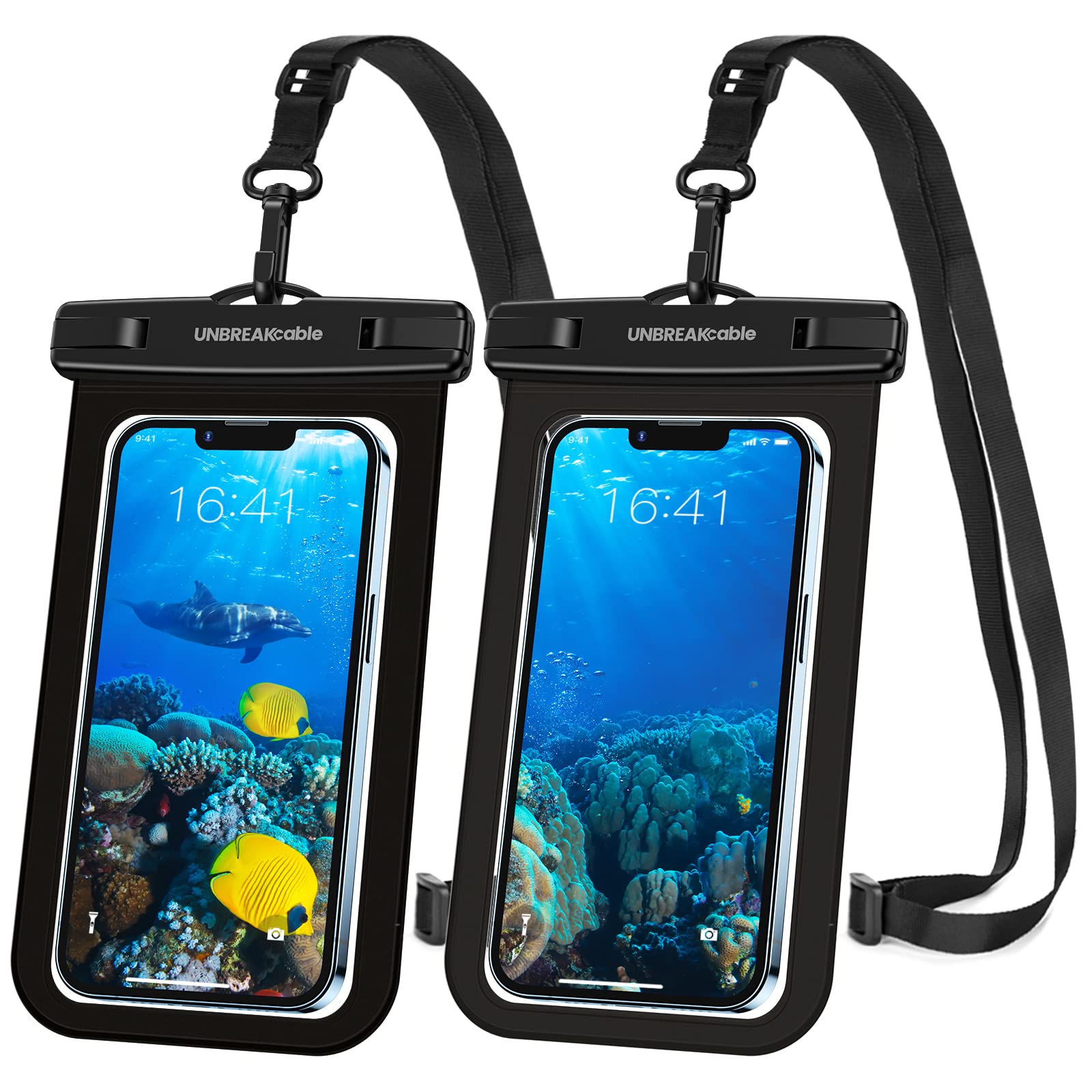 UNBREAKcable Waterproof Mobile Phone Case, Pack of 2, up to 7.0 Inch IPX8 Underwater Mobile Phone Case, Waterproof Case for Swimming -iPhone 17 16 15 14 13 Pro max Samsung S25 S24 S23 Ultra Huawei