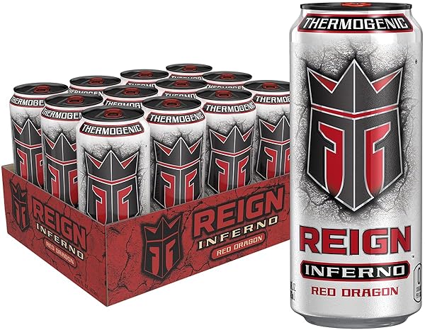 REIGN INFERNO RED DRAGON, THERMOGENIC FUEL, FITNESS AND PERFORMANCE DRINK, 16 FL OZ (PACK OF 12)