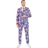 Offstream Men's Party Costumes - USA Patriotic Theme - Slim Fit - Includes Matching Blazer Jacket, Pants & Tie