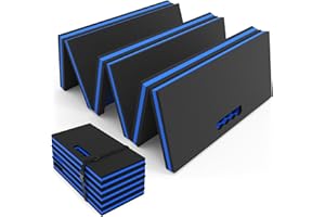 SKYJDM Thick Mechanic Mat, Foldable EVA Mat with Magnetic Tool Compartments, Waterproof Mechanic Kneeling Pad with Handle for Garage Workshop Repairing Gardening, 46.5" x 15.8" x 1.1 ", Black & Blue