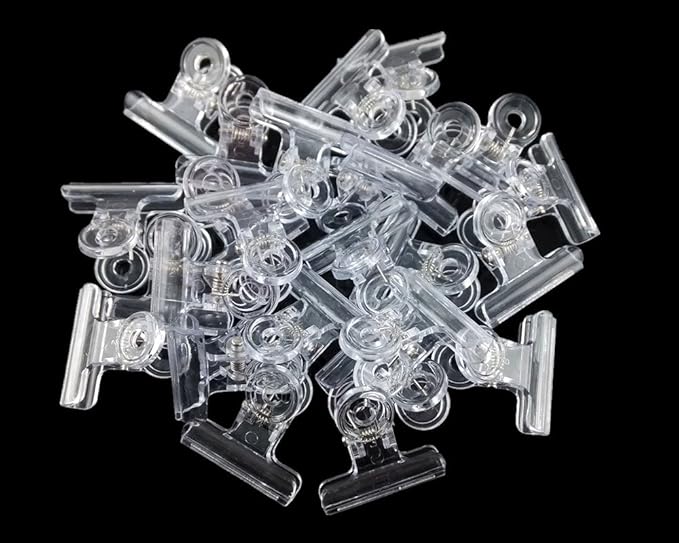 Yueton 24pcs Plastic Bulldog Clips, Utility Paper Clips, Hinge Clips