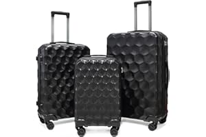 Aklsvion 20" 24" and 28" Suitcases Set with 360 Degree Wheel Spinner, 3PCs Hardside Luggage Set with ABS & PC Hardshell and B