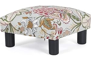 Joveco Small Foot Rest Stool Ottoman, 15" Fabric Square Footstool Upholstered Footrest for Chair, Under Desk, Office, Living Room, Boho Floral