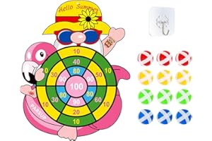 PARSUP Hawaii Dart Board Set, Tropical Party Supplies, Hello Summer Dart Shooting Indoor Outdoor Hawaiian Party Dart with 12 Stick Balls, Hook