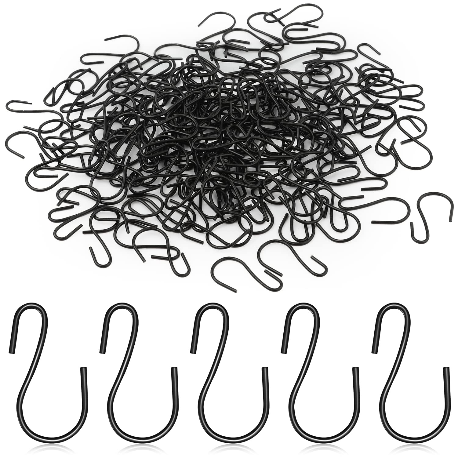 KINBOM 120pcs 1 Inch Mini S Hooks for Hanging, S Shaped Hooks Small S Hooks Metal Mini Ornament Hooks for Crafts Jewelry Hanging Pot Plants (Black), A28030