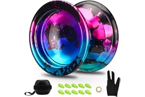 FETESNICE 1.No Professional Yoyo for Kids & Adults - Responsive & Unresponsive Metal Yoyo Set for Beginners & Advanced Players, Includes 10 Strings, Glove, and Carry Bag (Black, Blue, Pink)