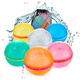 Tizikcon 6 PCS Reusable Water Balloons, Refillable Magnetic Water Balls for Outdoor Games, Self Sealing Water Splash Bomb Qui