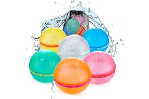 Tizikcon 6 PCS Reusable Water Balloons, Refillable Magnetic Water Balls for Outdoor Games, Self Sealing Water Splash Bomb Quick Fill for Summer Fun, Pool Beach Toys for Kids Ages 3-12