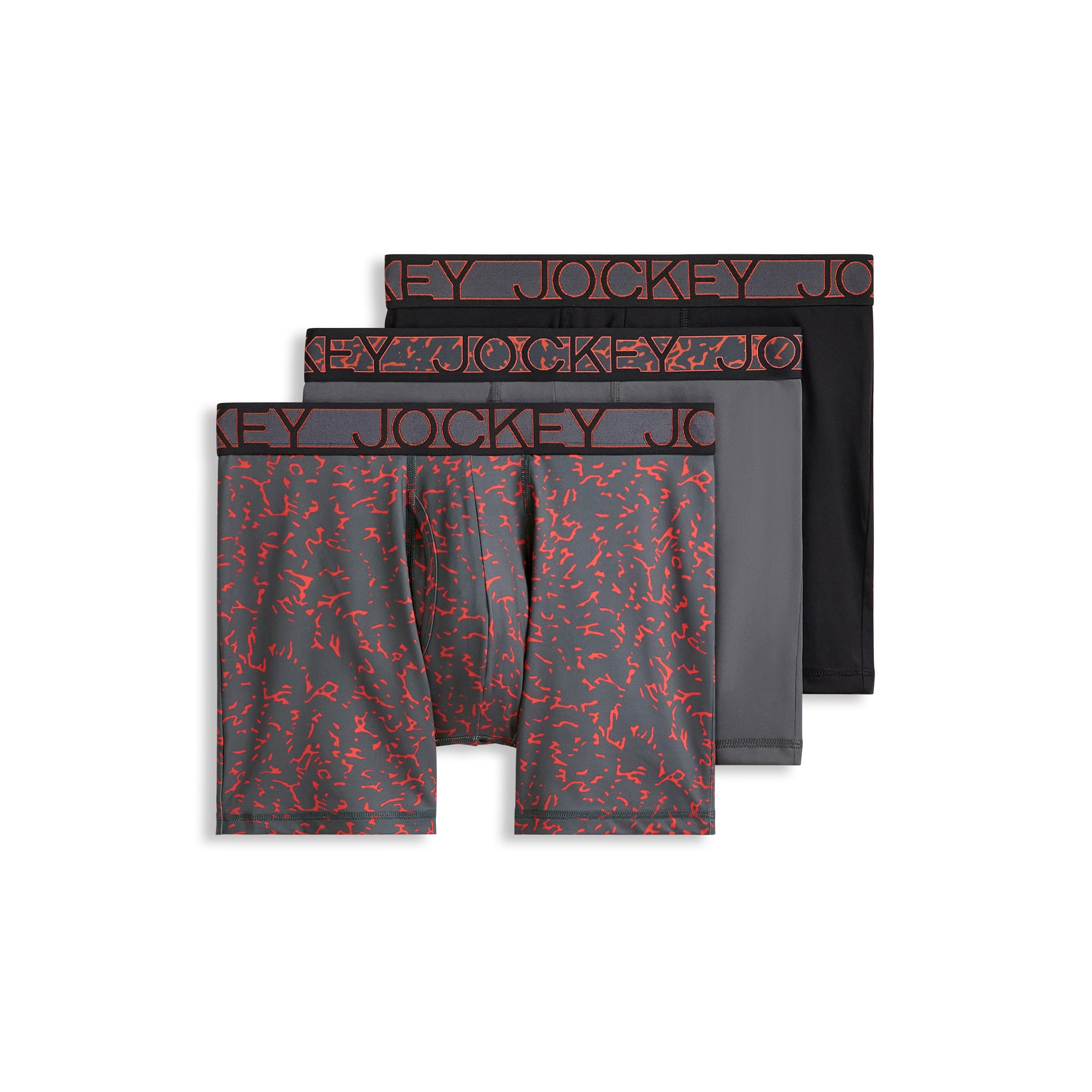 Jockey Men's Underwear Active Microfiber 5" Boxer Brief - 3 Pack, Striated Steel, S Image