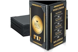FLKQC Leatherette Table Tents Triangle Menu Holders 5"x 7",10 Pack 3-Side Picture Frames with Angled Corners for Restaurant, Bar, Cafe, Wedding, Durable and Foldable Design (10 Pack, 5" x 7")