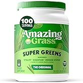 Amazing Grass Greens Blend Superfood: Super Greens Powder with Spirulina, Alfalfa, Beet Root Powder, Digestive Enzymes, Prebiotics & Probiotics, Original, 100 Servings (Packaging May Vary)