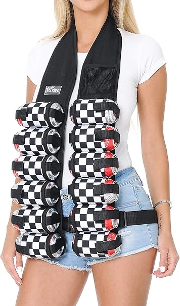 Amazon Co Jp Hopsholster 12缶 弾薬パック 断熱 ビールベルト ベスト 飲料ホルスター チェック柄 レースエディション 調節可能なウエスト 特許取得済みデザイン ビールギフト ホーム キッチン