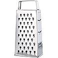 HIC Kitchen Professional Grater Zester, Stainless Steel, 4 Multi-Grating Surfaces, 7.5 x 4.25 x 3.25-Inches, Secure-Grip Hand