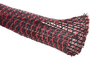 Alex Tech 10ft - 1/2 inch Cord Protector Wire Loom Tubing Cable Sleeve Split Sleeving For USB Power Cord Audio Video Cable – Protect Cat From Chewing Cords - Blackred