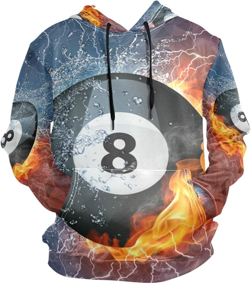 Art Billiards Ball Hoodie 3D Sweatshirts Hooded Kangaroo Pocket