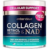 Collagen NAD+ Cream for Face Retinol Hyaluronic Acid Niacinamide for All Skin Types - Anti-Aging Face Moisturizer with Airless Pump - Day & Night Cream for Wrinkles - Made in USA 1.7 Oz