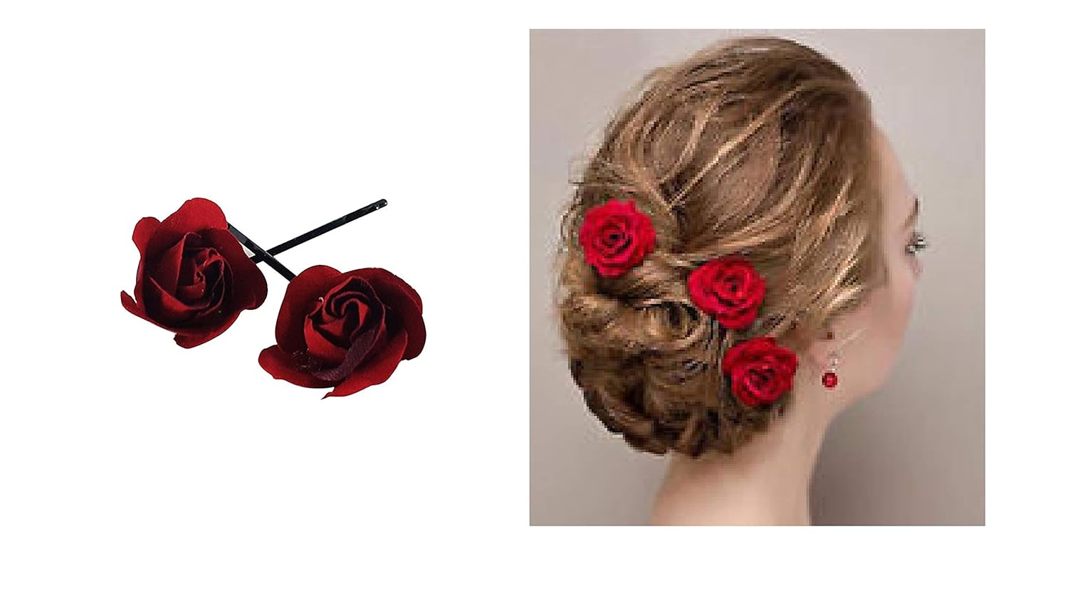 Buy Ekan Flower Red Rose Hair Pins Hair Clips For Women 24 Pcs