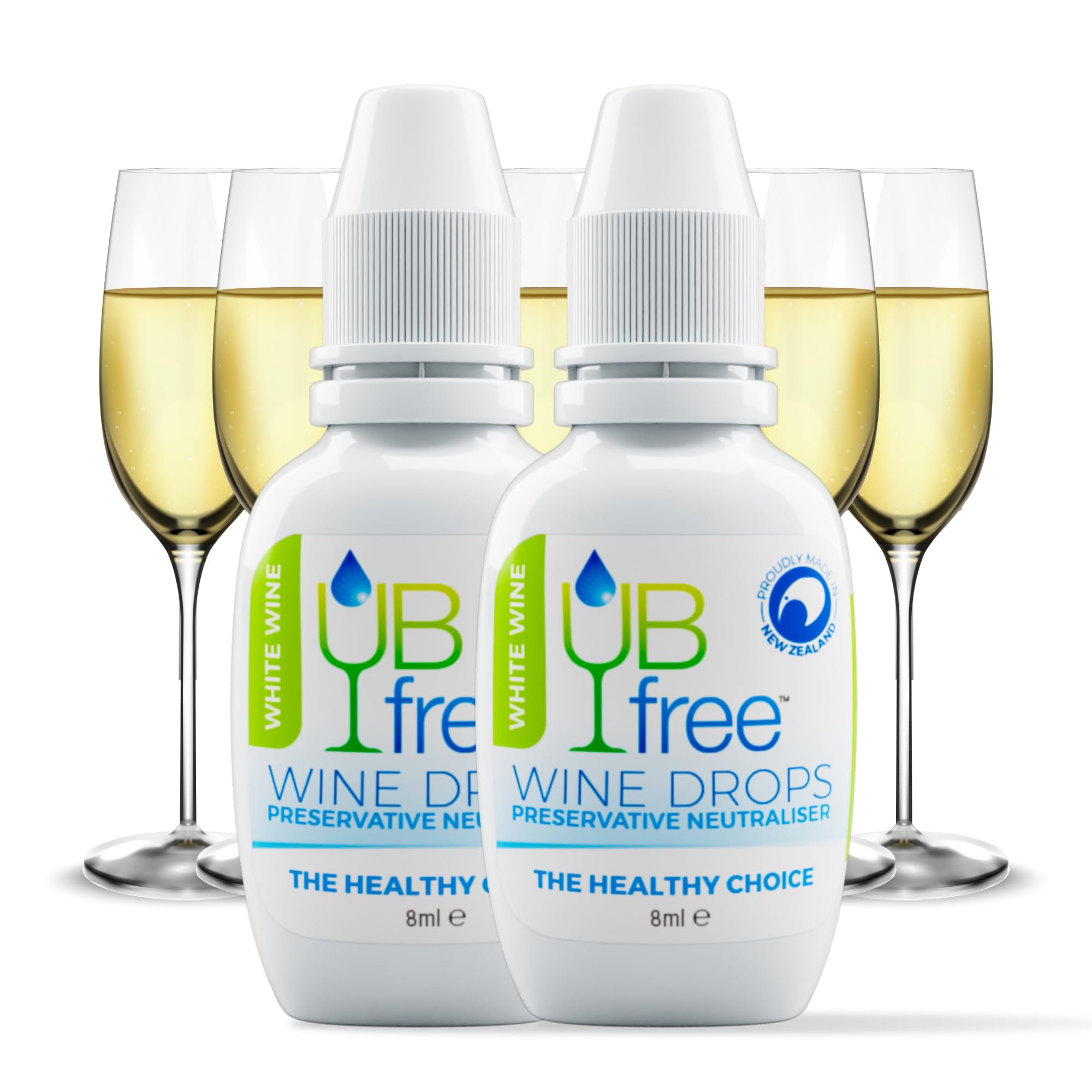 UBfree Wine Drops - 2 Pack White - Sulfite and Histamine Remover for White Wine - Natural, Odorless, Tasteless, Reduces Headaches and Allergies - Portable — image 1