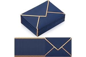 Teling 100 Pack 5 x 7 Envelope Invitations A7 V Flap Envelopes with Gold Border for Bridal Shower Wedding Business Birthday I