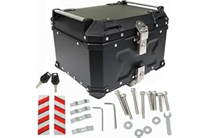 labwork 55L Motorcycle Top Case Tail Box with Mounting Plate Hard Aluminum Alloy Watertightness Security Lock Against Theft B