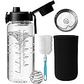 Neodaco 24 OZ Glass Shaker Bottle, Odorless Shaker Bottle with 304 Stainless Steel Ball and Removable Cleaning Brush for Fitness Protein Mixes