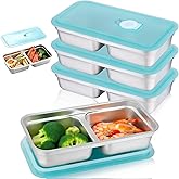 STILTOOL 4Pcs Grab and Go Snack Containers Reusable, Stainless Steel Double Compartment Snack Containers, Dishwasher-Reusable Condiment Containers with Lids, Travel & Outdoor Camping Food Storage