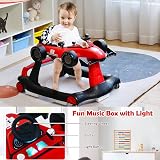 Maxmass 4-in-1 Baby Walker Sit-to-Stand Adjustable Height Red view 4