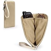 Voolra Double Glasses Case, Soft Eyeglass Case with Clip & Zipper, Ultra Light Dual Sunglasses Pouch for Women Men