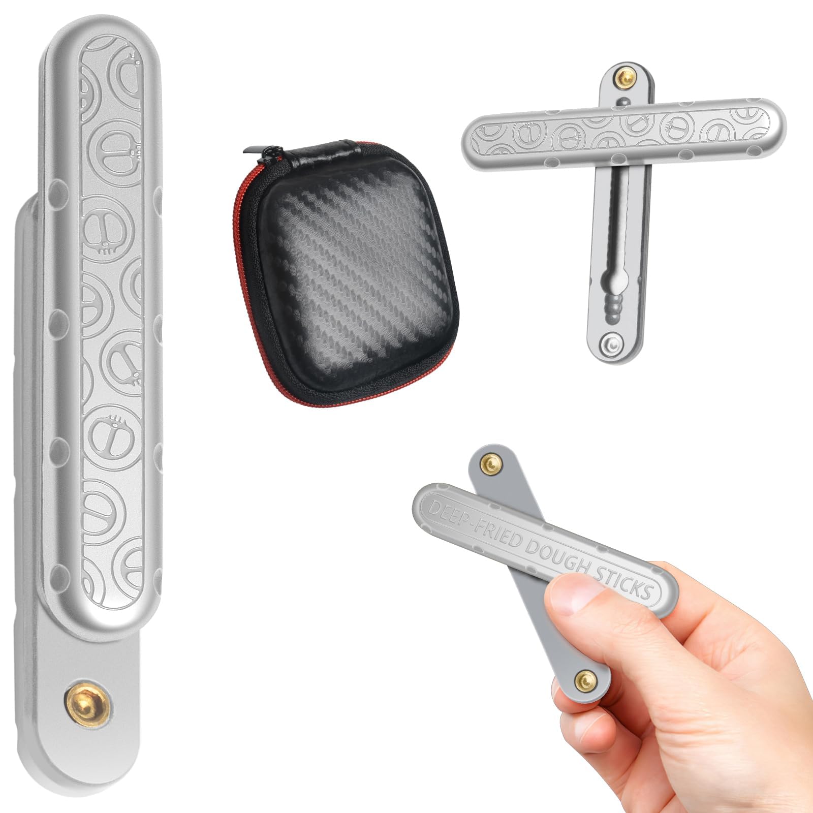 Metal Fidget Slider Toy, Fidget Toys Adults, Push Rod Decompression Toy Stress Relief for Boyfriend Father (Silver)