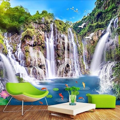 Amazon 3d壁画壁紙滝自然風景大きな壁画壁紙家の装飾リビングルーム寝室の壁画 400x280cm 壁紙