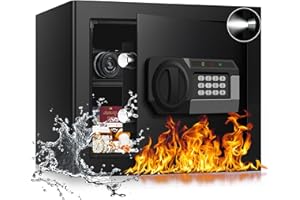 VIDXCVIT 1.6 Cub Fire Proof Safe for Home Documents, Anti-Theft Digital Security Box with Electronic Keypad Lock and Spare Key, Small Safes for Home Use Fire and Water proof for Money Jewelry Valuables