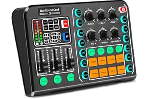 Koitmy Audio Mixer Potable 48V Sound Board Plug Play Voice Changer for PC Phone Gaming Karaoke Studio Recording Podcast Live Streaming